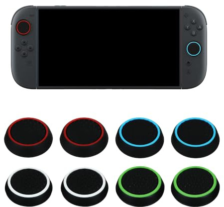 kwmobile 9x Fundas para Joystick para Nintendo Switch 2 (2025) Accesorios para Mando - Cubiertas de Stick de Silicona - multicolor