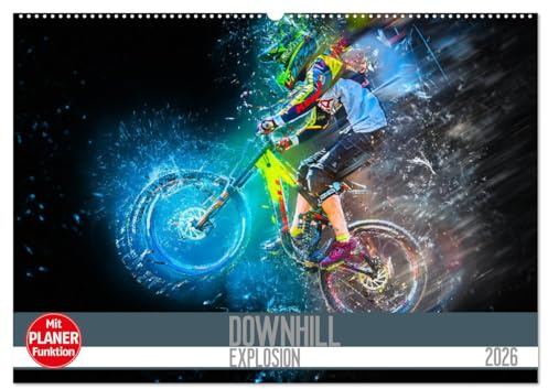 Downhill Explosion (Wandkalender 2026 DIN A2 quer), CALVENDO Monatskalender: Zwölf einzigartig farbgewaltige Bilder von Downhillbikes und ihren Fahrern (CALVENDO Sport)