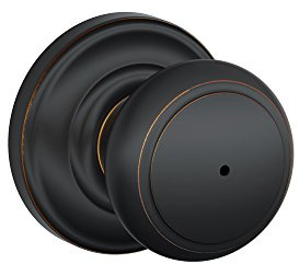 SCHLAGE FA40AND716/F40AND716AND Andover Privacy Knob, Andover Rose, Aged Bronze