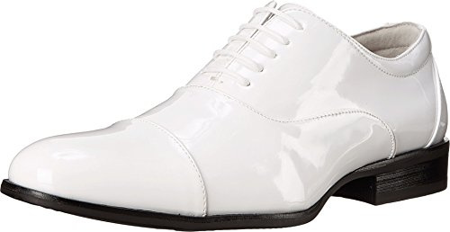 Stacy Adams Gala Cap Toe Oxford White Patent 11 EE - Wide