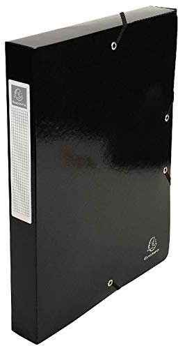 Exacompta 59921E 1 Abheftbox mit Gummibändern IDERAMA aus Glanzkarton 600g/m2 Rückseite 4 cm Maße 25 x 33 cm für A4-Dokumente Farbe Schwarz wird montiert geliefert