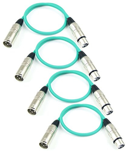 Adam Hall Cables 4 Stück K3MMF0050GRN Mikrofonkabel XLR female auf XLR male DMX Audio Kabel 3 pol polig (0,5 m, Grün, 4)