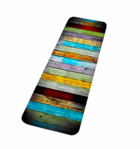 A.Monamour Badematten Badteppiche Badvorleger Mehrfarbig Grunge Hölzerne Planken Kunstdruck Weiche Microfaser Flanell Wasserabsorbierende Badematten Für Bad Dusche Zubehör Boden Teppichboden Teppiche