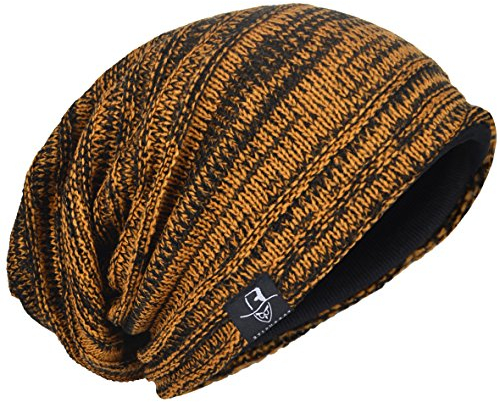 Herren Strickmütze Slouch Baggy Skullcap Vintage Wintermütze B5001 (Ingwer)