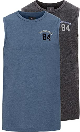 Jan Vanderstorm Herren Doppelpack Tanktop Poro blau, L - 52/54