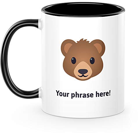The Kitchenware Company (NE) Ltd. Personalised Emoticon 11oz Mug Featuring Bear Face Black