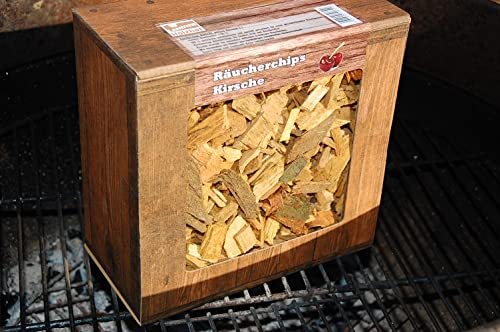 Landree Räucherchips Kirsche Box 3 Liter – Aromatische Wood Chips für Grill Smoker BBQ, 100% Natürlich, Qualitätsgeprüft direkt vom Holzhof