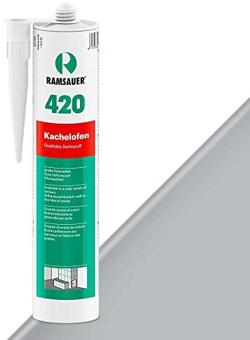 RAMSAUER 420 Kachelofen (Vergissmeinnicht) - 310ml Kartusche, Verfugen von Kachelofen & Granitofenplatten, Anschlussfugen von Kachel zum Mauerwerk, Verfugung zwischen Kamineinsatz und Mauerwerk