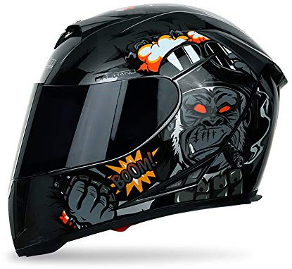 FREEUP Motorradhelm Integralhelm Damen Herren Roller Helm mit Doppelvisier Sonnenblende, ABS Schale, ECE Zertifiziert,Schwarz,XXL