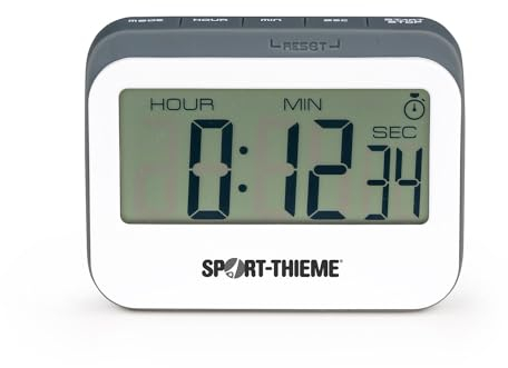 Sport-Thieme Timer Time Session | Sportuhr | Stoppuhr | Stations- Zirkel- und Lauftraining | Gummi-Umrandung | 700g | LCD Display | Markenqualität