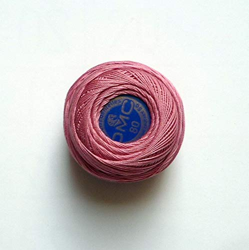 DMC Häkelgarn, 100% Baumwolle, Rosa, 5g, 33cm, Stärke 80, D-3 (3.25 mm), Nur Handwäsche