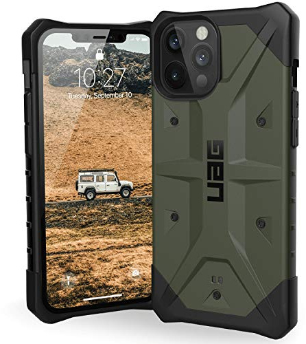 Urban Armor Gear Pathfinder Hülle Apple iPhone 12 Pro Max (6,7 Zoll) Schutzhülle (Wireless Charging kompatibel, Fallschutz nach Militärstandard, Sturzfest, Ultra Slim Bumper) - Olive