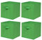 BonChoice Foldable Storage Cubes Boxes with Handle Pack of 4 for Home Organization, Fabric Wardrobe Storage Box Organizer Basket Bins for Clothes Beddings Toys Towels, Collapsible & Durable Green