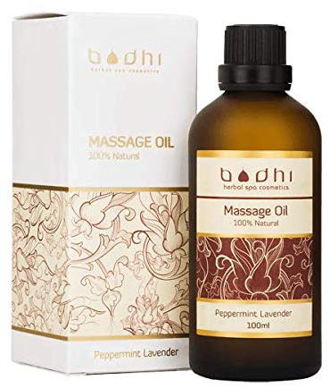 Bodhi® Massageöl Lavendel und Minze 100 ml - mit ätherischen Ölen, in Bio-Qualität, zur anti-Stress-Massage mit Kokos- und Reisöl, Vegan & 100% natürlich