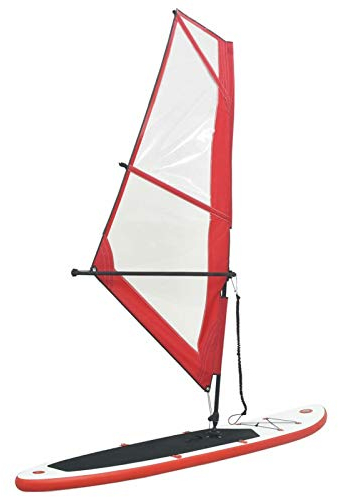 Tidyard Aufblasbares Stand Up Paddleboard Set mit Segel Board Aufblasbar Rot und Weiß