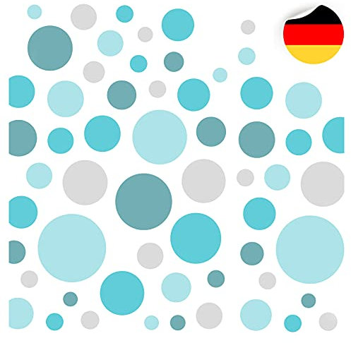 Little Deco 86 Kreise Wandtattoo Kinderzimmer Punkte Wandsticker Set Aufkleber Wanddeko Spielzimmer Babyzimmer Kinder Schlafen Mint Hellgrau Türkis DL608