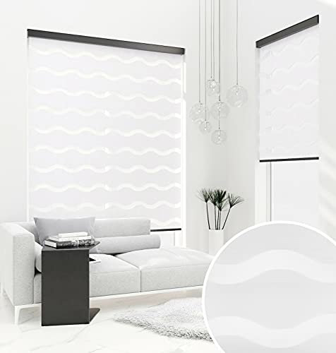 Eje de PERSIANAS Doble Premium Blanco con Casete de Aluminio (95x220 cm, Color Casete: Negro)