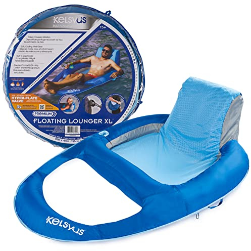 Kelsyus Premium Floating Lounger XL with Fast Inflation, Inflatable Recliner Chair, Lake & Pool Float for Adults with Cup Holder, Amazon Exclusive