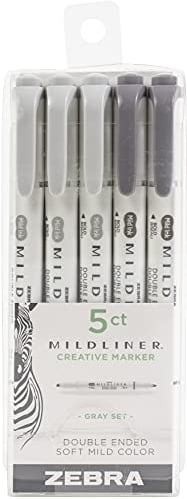 Zebra MILDLINER HIGHLTR DBL, Grau, 5 Stück