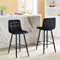 LEMROE Lot de 2 tabourets de bar en velours avec dossier et pieds noirs, chaises de bar avec repose-pieds (carrés rayés, 65 cm, noir)