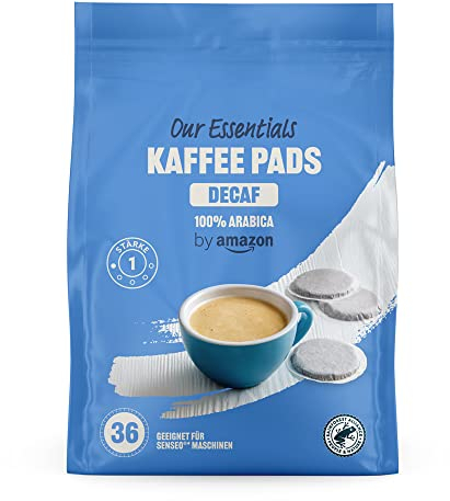 by Amazon Lot de 36 dosettes de café Decaf 100% Arabica, compatibles avec les machines Senseo, torréfaction moyenne