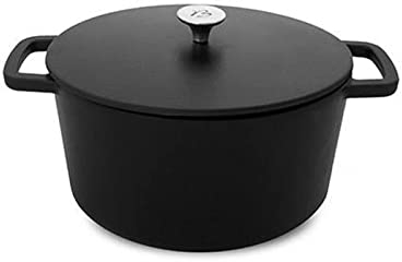 Baumalu, Mini cocotte ronde avec couvercle, en fonte émaillée, design Black Design élégant, diffusion optimale de la chaleur, parfaite pour portions individuelles, 14 cm, noir