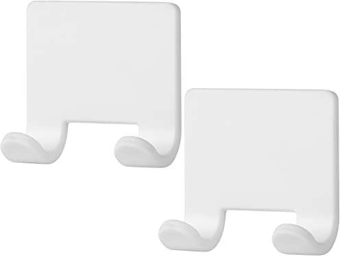 VANZAVANZU Razor Shaver Holder for Shower Wall Self Adhesive Hooks for Hanging, Bathroom Silicone Waterproof Decorative Shower Hooks Hair Brush Holder for Towel (2 Pack-White)