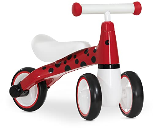 hauck Baby Rutscher 1st Ride Three Rutscher Laufrad ab 1 Jahr bis 20 kg, 3 Räder EVA, Ergonomisch, Kippsicher, Lenkereinschlagsbegrenzung, Kinderfahrzeug für Indoor & Outdoor (Ladybugy Red)