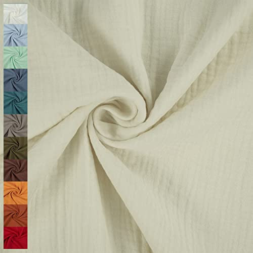 Musselin Stoff Sunny, Double Gauze, uni ecru (Länge am Stück: ab 50cm / Breite: 130cm)