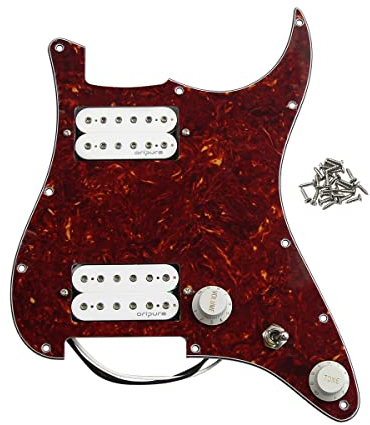 OriPure Geladene Pickguard HH-Sets Zwei Humbucker mit 5-Wege-Schalter für E-Gitarren-Tonabnehmer Ersatz von E-Gitarren-Teilen Rote Schildkröte