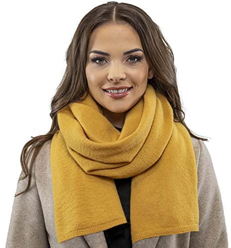 VIVISENCE Damen Winter Schal Aus Modischer Gemütlich Wärmendem Garn Mit Dekorativer Bindung Für Kalte Wintertage Frauen Elegante Und Sportliche Outfits Winter Herbst Modell, Honigfarben,Einheitsgröße