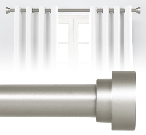 Silberne Gardinenstangen für Fenster 168 bis 300 cm, 2.5 cm Durchmesser, robuste Gardinenstangen, verstellbare Gardinenstange, Teleskop-Fenstervorhangstange 91.4–3 04.8 cm, Antik-Silber