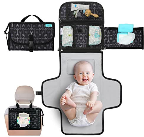 Kopi Baby Tragbare Wickelunterlage – Baby-Wickelunterlage & Wickeltasche, Baby-Wickelunterlage, tragbare Wickelunterlage für Baby – Baby-Wickelstation, Säuglingsgeschenk – schwarzer Pfeil