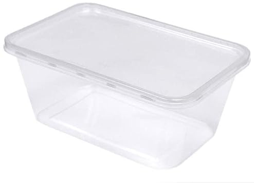 LEO - Pack of 10 Plastic Food Containers | 1000ml Storage Tubs | Microwavable & Freezer Safe | Dishwasher Friendly | Made in UK | Stackable Design, Clear, Plastic