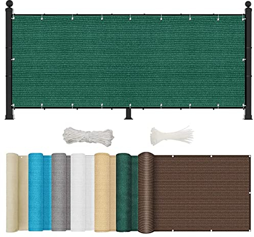 YUANZHI Balkonsichtschutz Balkonverkleidung 70 x 400 cm 185g/㎡ HDPE,UV-Schutz Sichtschutz Zaun mit Ösen und Kabelbinder für Balkon Garten im Freien, Dunkelgrün