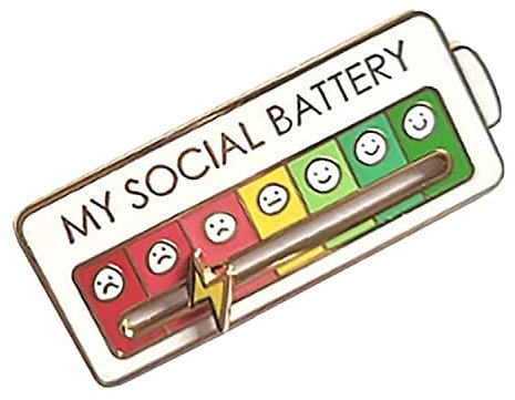 GALER Social Battery Pin, My Social Battery Slider Pin for Women Men, Funny Battery Enamel Pin Aesthetic Lapel Pin, Creative Interactive Mood Pins Badges for 7 Days (White)