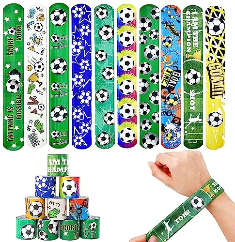 LETTERASHQP Fußball Slap Armbänder,10*Armband Fussball Kinder Fußball Slap Bracelet Fußball Schnapparmband Kinder Fussball Mitgebsel für Jungen Mädchen Geburtstag Schulfest Zubehör