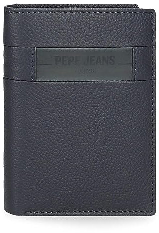 Pepe Jeans Geldbörse und Münzbörse Checkbox Rindsleder schwarz braun blau grau, blau, Taglia Unica, Vertikale Geldbörse