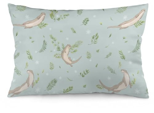 NIBABA Kissenbezüge, 1 x Happy Otters Swim dekorative Kissenbezüge, 40 x 60 cm, weiches Polyester, quadratisch