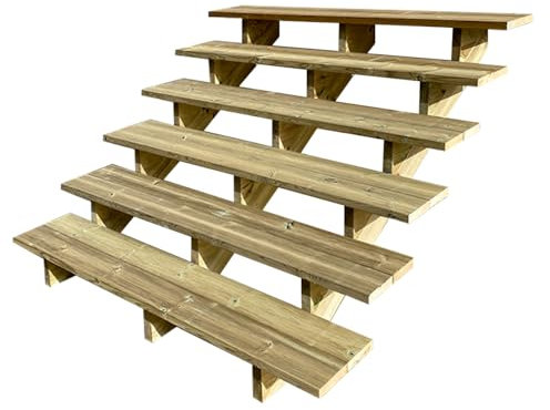 Berlin - Terrassentreppe Holz - H105cm 6 Stufen, Breite 160cm, OHNE Setzstufen- Vinuovo - Set für Ihre Außentreppe aus Holz