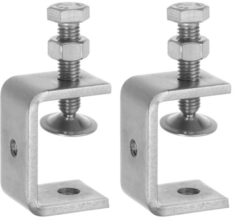 sourcing map 2Pcs Stainless Steel C Clamps Mini 45mm Wide Jaw Opening Small Metal U Clamp for Woodworking Welding Building Household Mounting