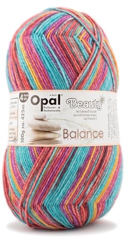 Opal Beauty Balance 4-fädige Pullover-/Sockenwolle mit Edelweißextrakt u. Vitamin E,100g/425m, 75% Schurwolle (Superwash) 25% Polyamid (11402 zeitlose Freunde)