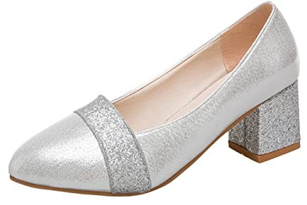 Surttan Scarpe Donna, Cerimonia Comodi Pelle Decollete Pianta Larga Tacco Basso con Tacco Scarpe Decolte Chiusi Davanti Eleganti Scarpe Cerimonia Casual Sexy Scarpe Tacco Sposa Sandali