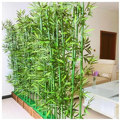 BOKNI Raumteiler, künstlicher Bambusbaum für Wohnzimmerdekorationen, künstliche Grünpflanzen im Außenbereich mit Holzsockel, 100 150 180 cm hoch, Innentrennwand (Farbe: 1 m/3,2 Fuß H, Größe: 90 cm