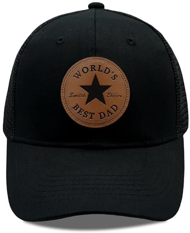 Hut mit Aufschrift Worlds Best Dad, Vatertags-/Geburtstagsgeschenke von Tochter, Sohn, Vater, Trucker-Mütze, Schwarz 2, Einheitsgröße