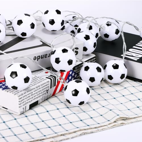 YUNYODA Fußball Lichterketten 3M, 20 LED Batteriebetriebene Lichterkette Dekoration, Lichterkette Fussball Innen für Weihnachten, Hochzeit, Party, Kinderzimmer, Innen Deko
