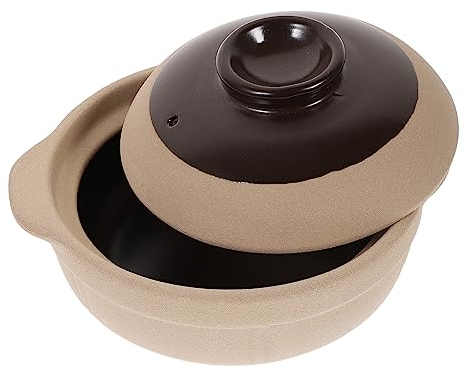 Alipis Cazuela De Barro Para Cocinar 750ml Sin Esmalte Cerámica Tradicional Resistente Al Fuego Para 1 Persona Cocina Doméstica Olla Multifuncional Para Guisar y Hacer Sopa