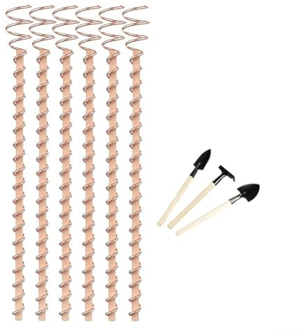 6 Stück 30,5 cm Garten-Kupferspulen, Pflanzstäbe, elektroponische Kupferspulen für die Bepflanzung im Freien, multifunktionale elektronische Kupferspulen