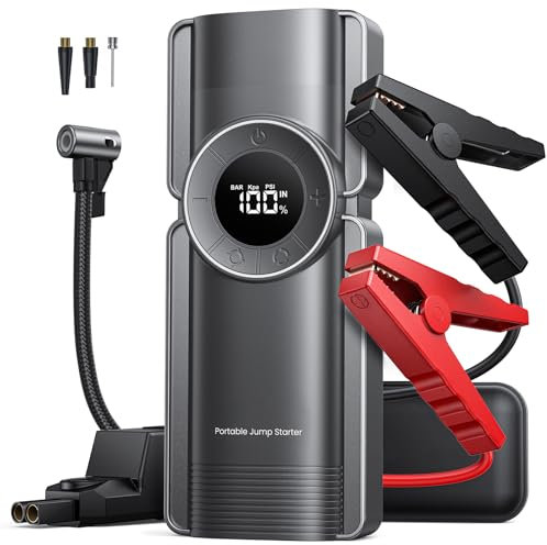 4-in-1 Jump Starter Power Pack, 3000A Car Battery Booster Jump Starter with 150 PSI Air Compressor(8.5L Gas/8.0L Diesel),Car jump Starter Power Bank with Digtal Display,Emergency Light