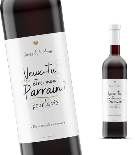 Etiquette bouteille vin annonce parrain | demande parrain | futur parrain | baptême
